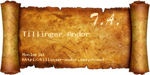 Tillinger Andor névjegykártya